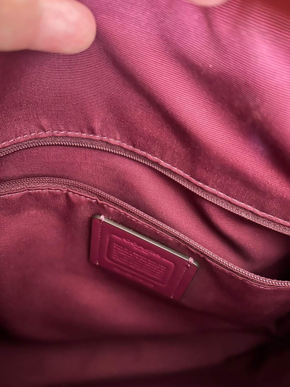 Coach Metallic berry color and brown signature bag - Picture 10 of 10